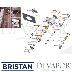 Bristan Chill Thermostatic EV/BIV Concealed Shower Valve with Rail Kit Spare Parts - BR DV 193